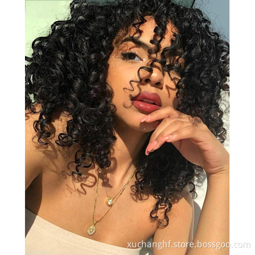 Brazilian 3 Bundles Bouncy Curly 100% Human Hair Fummi Remy Machine Double Weft Hair Extensions